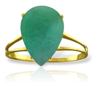 14K. SOLID GOLD RING WITH NATURAL EMERALD